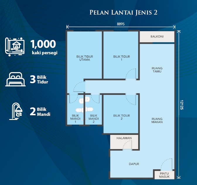 Pelan Lantai Jenis 2 Rumah Selangorku Puncak Alam, Idaman Perdana